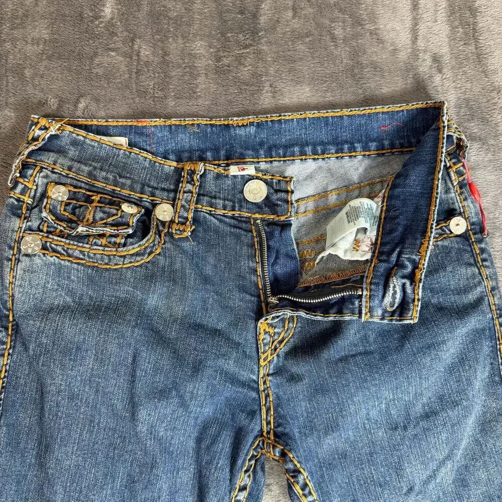 True Religion Mens Ricky Relaxed Straight Leg Super T 32x32 Blue Missing Button